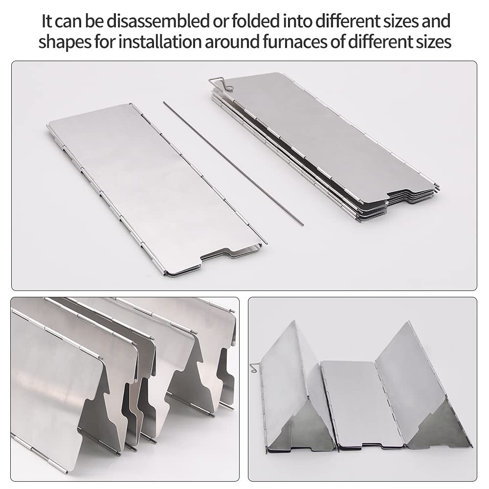 Compact Stove Windscreen, 10 Plates Aluminum Windshield,Fits in Drawstring Pouch