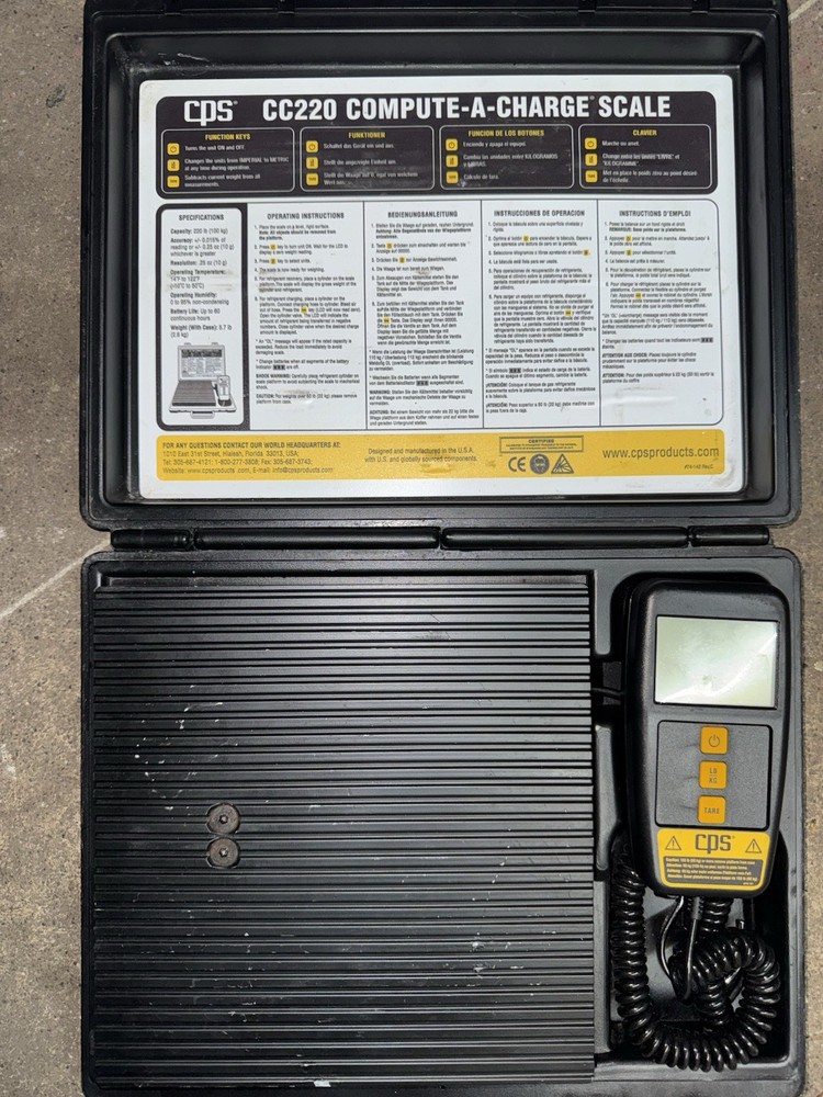 CPS CC220 Compute-A-Charge Refrigerant Scale 220lb Capacity .25oz Resolution
