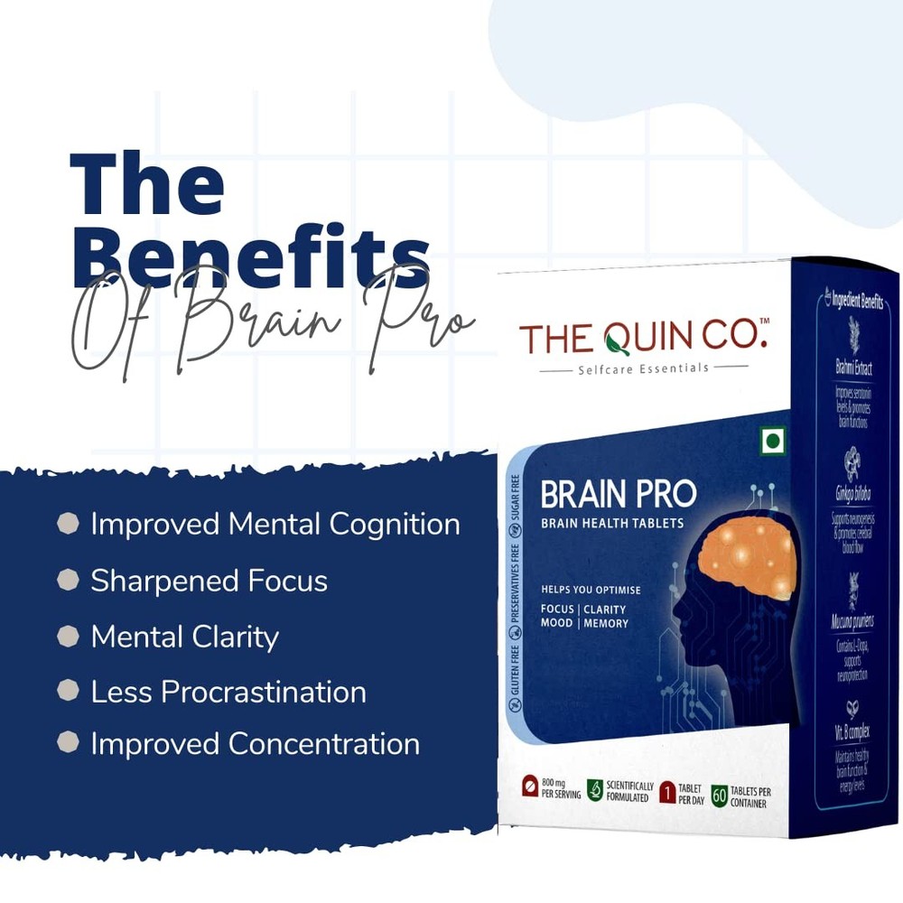 Brain Pro Herbal Nootropic Memory Focus Capsules 60 Count