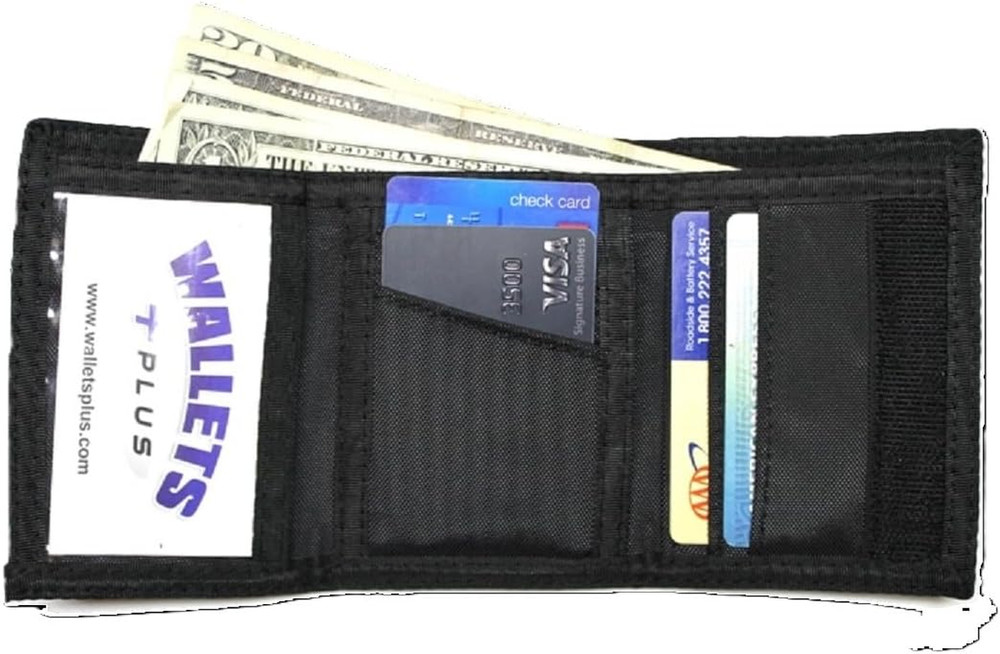 Nylon Trifold Credit Card Wallet - Black