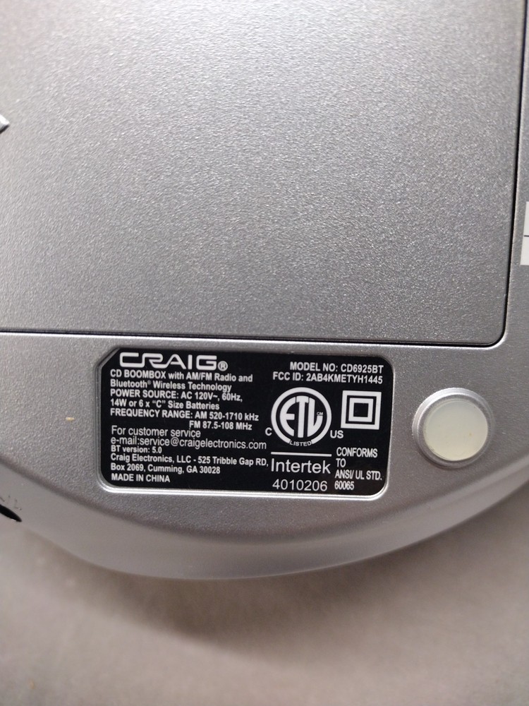 Craig Portable Top-Loading CD Boombox with AM/FM with Bluetooth Technology