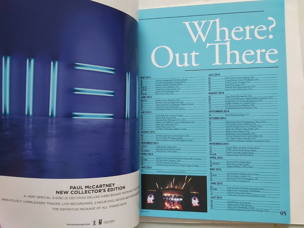 PAUL MCCARTNEY OUT THERE TOUR 2015 ORIGINAL TOUR PROGRAM INC 3D GLASSES