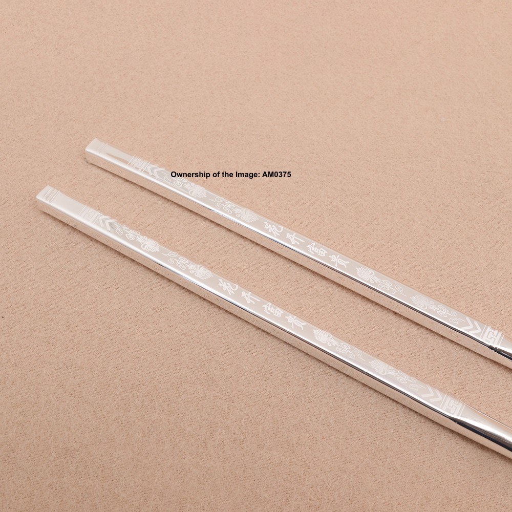 999 Pure Silver Chinese Chopsticks Chrysanthemum Pattern Antibacterial Tableware