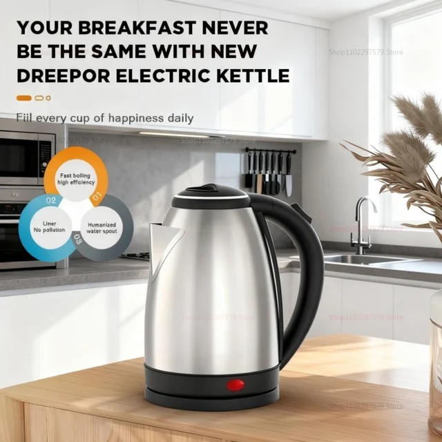 Electric Water Kettle New 2L Hot Water Kettle Stainless Steel Hot Boil Tea Maker