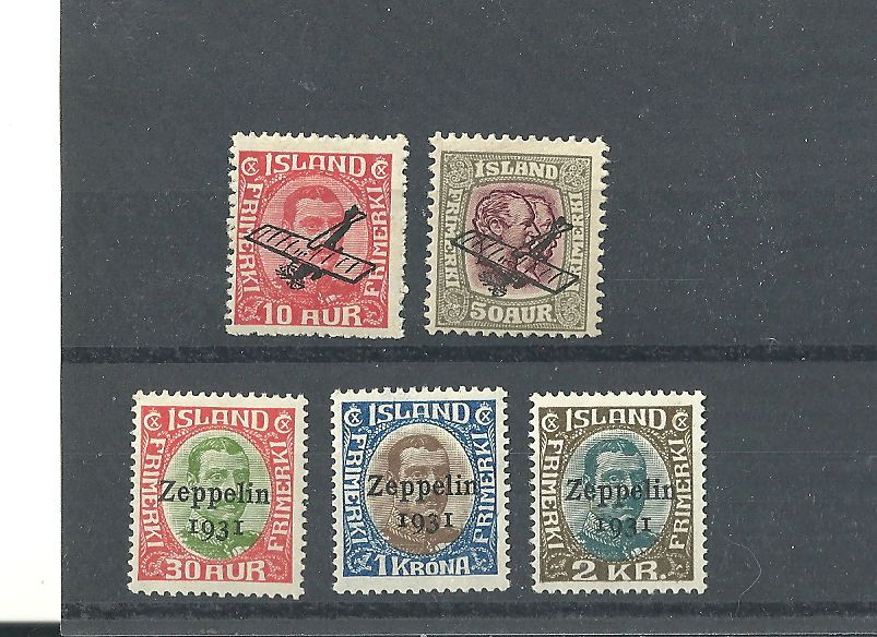 ICELAND AIRMAILS C1-2,C9-C11 MINT SETS.