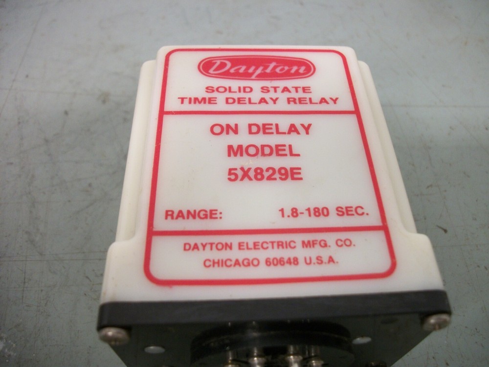 DAYTON SOLID STATE TIME ON DELAY RELAY 5X829E 1.8-180SEC 120VOLT