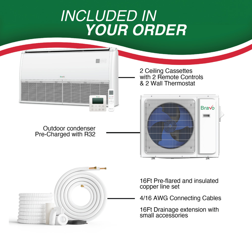 18000 BTU Dual Zone 9K+9K BTU Universal Floor Ceiling Console Mini Split