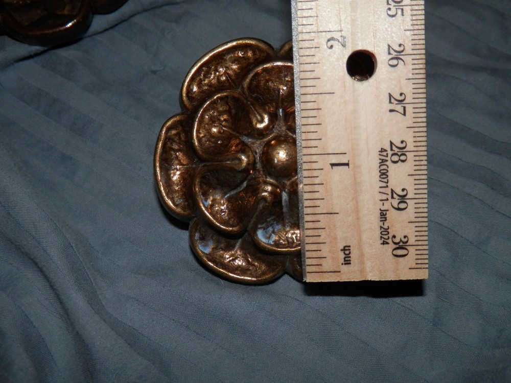 vintage flower shape Drawer Pull handles knobs Plates brass?