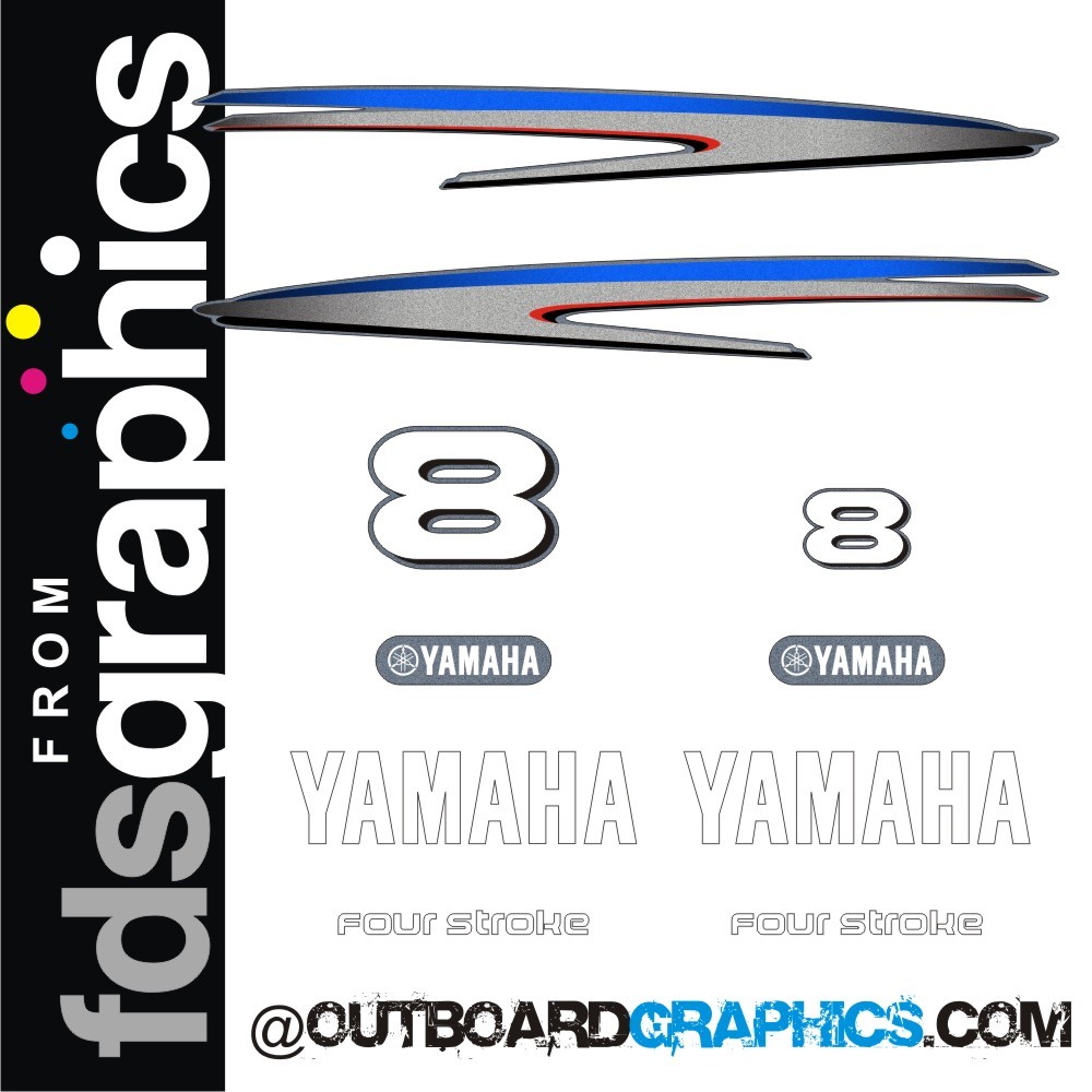 Yamaha 8hp 4 stroke outboard engine decals/sticker kit
