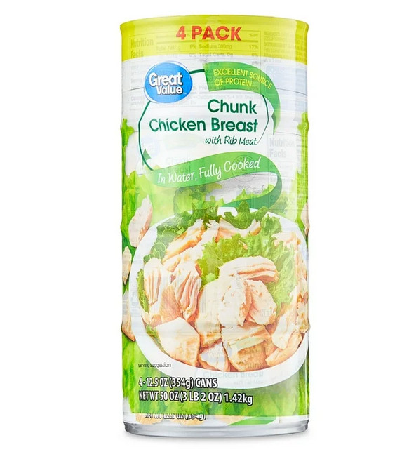Great Value Chunk Chicken Breast, 12.5 Ounce Can (4 Pack)