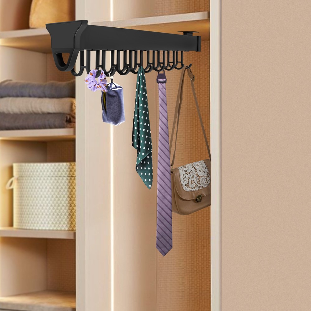 Pull-Out Storage Rack - Multifunctional Kitchen Organizer with 18 Hooks