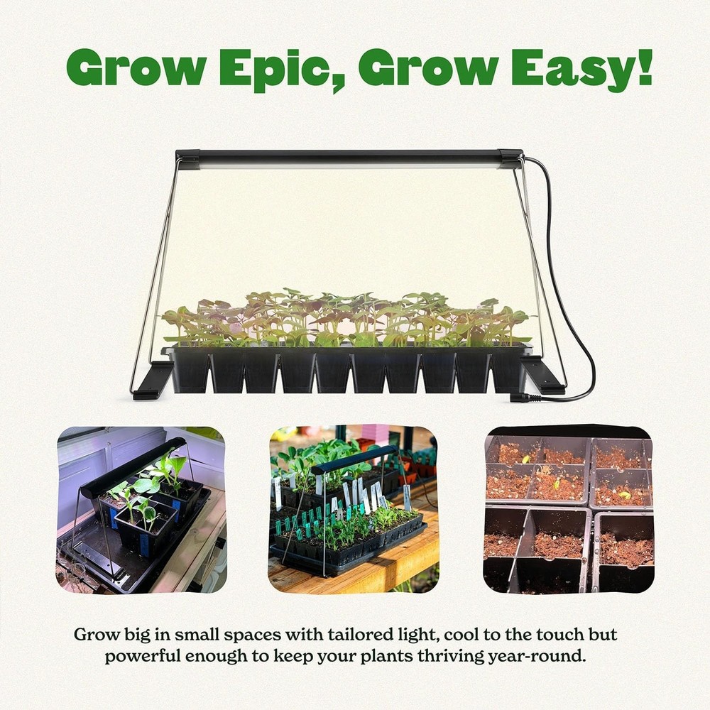 Epic Gardening Seed Starting Grow Light – Full-Spectrum LED with Timer (Small)