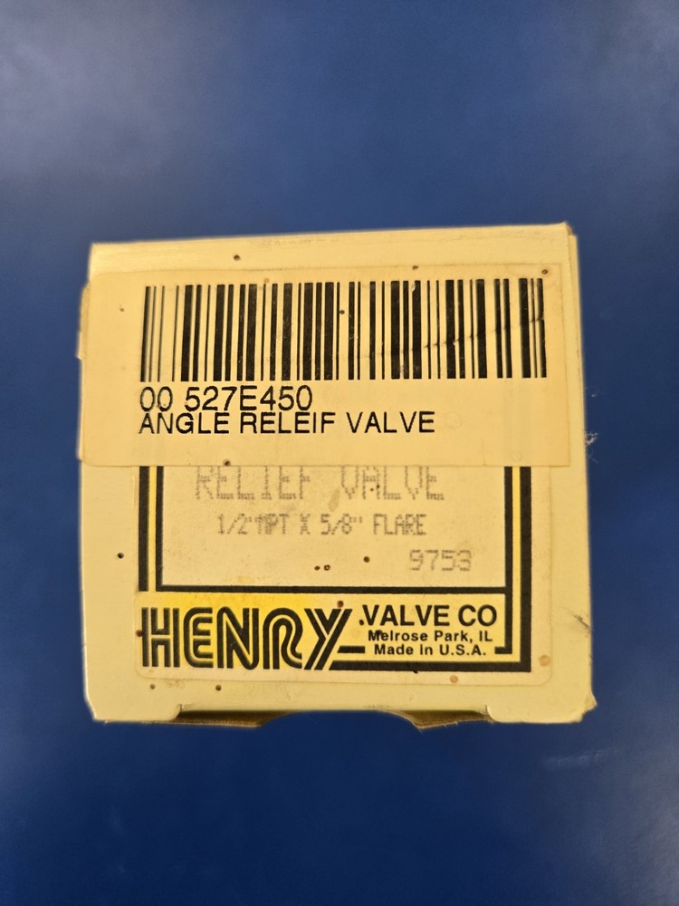 HENRY VALVE CO. - 527E450 - 1/2" MPT X 5/8" FLARE - ANGLE RELIEF VALVE - 450 PSI