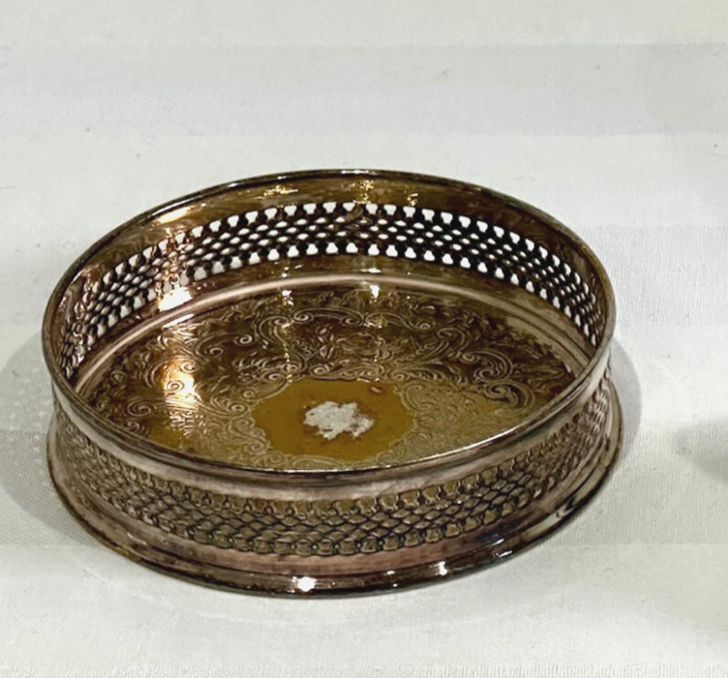 Silver Plated English Wine Bottle Coaster