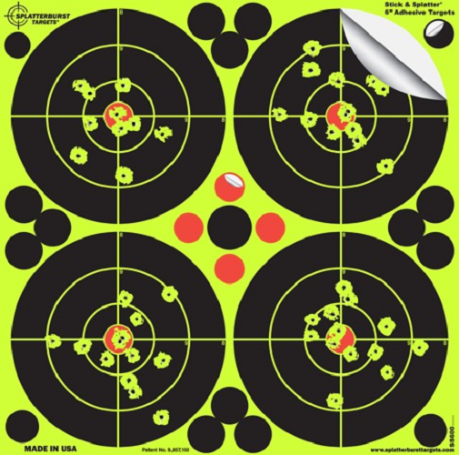 Splatterburst Target - 6" bull, (10 pack) Peal, stick, & see reactive target