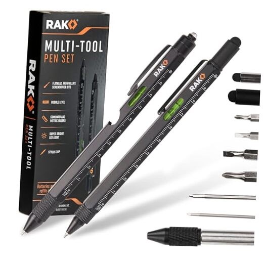 Multitool Pen - Multi-Tool Pens, LED 2 Count (Pack of 1) Multitool Pen Set