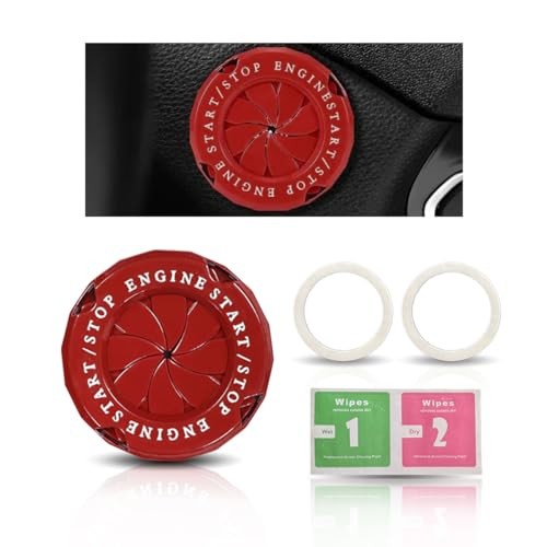 Car Push Start Stop Button Protector, Rotary Ignition Cover - Classic - Red