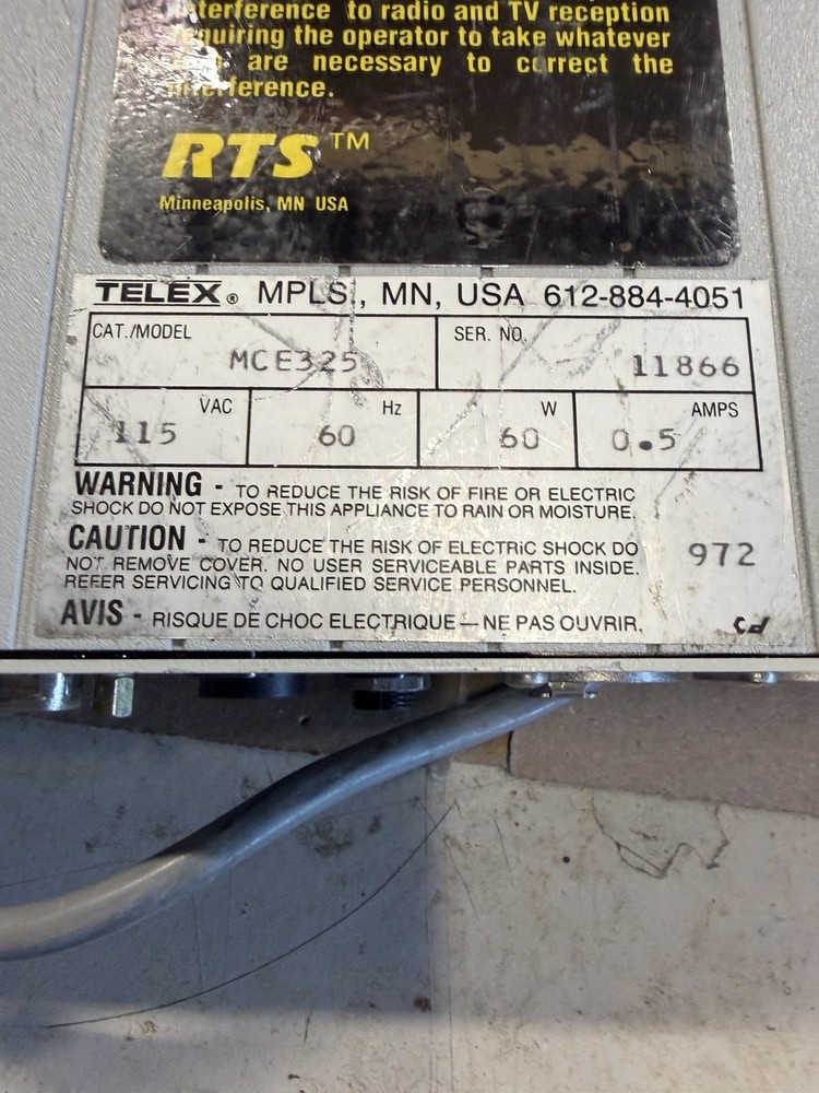 RTS Telex MCE-325 Programmable 2 to 4-Channel Intercom User Station