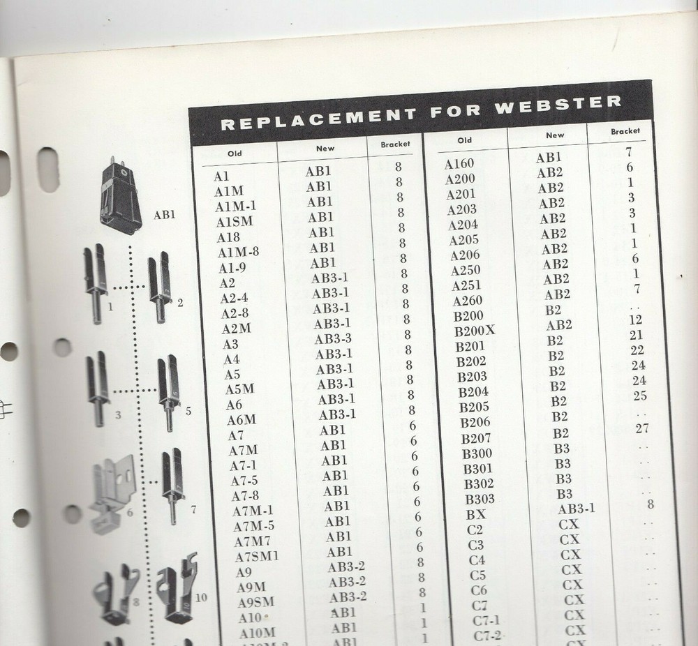 RARE WEBSTER ELECTRIC PHONO CARTRIDGE REPLACEMENT CHART - PHONOGRAPH