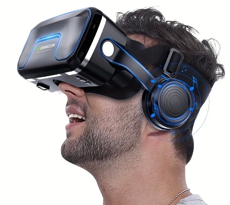 Virtual Reality Headset VR 3D Goggles + Headphones For IOS Android Games