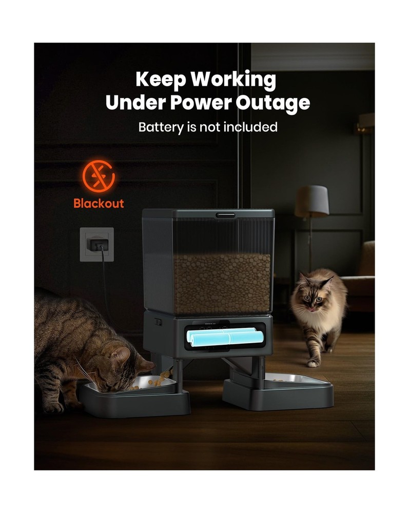 Automatic Cat Feeder for 2 Cats Precise Portion Control and 10sec Voice Recorder