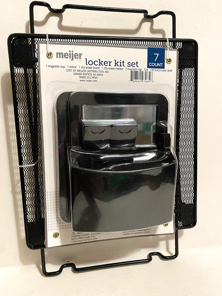 Meijer Locker Kit Set (7 Count) Complete School Locker Essentials BLACK