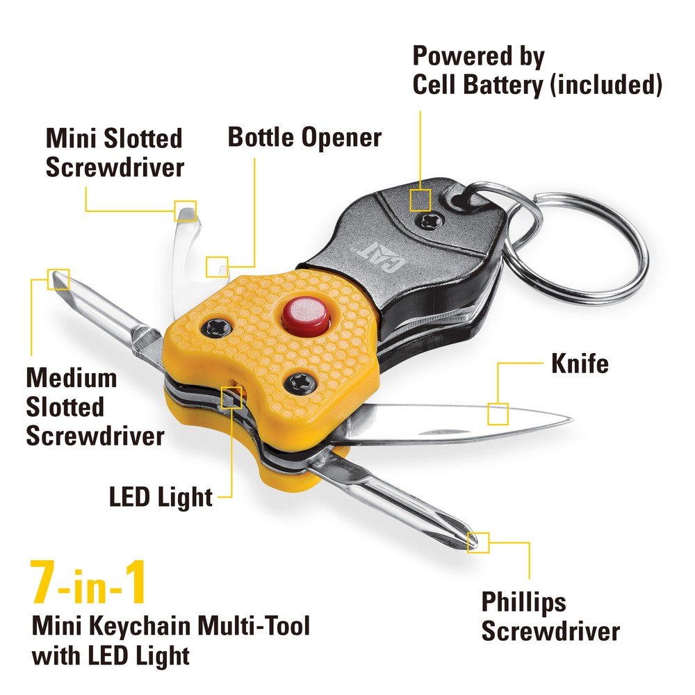 Cat 3 Piece 9-in-1 Multi Tool, Folding Knife and Lighted Key Chain Multi Tool