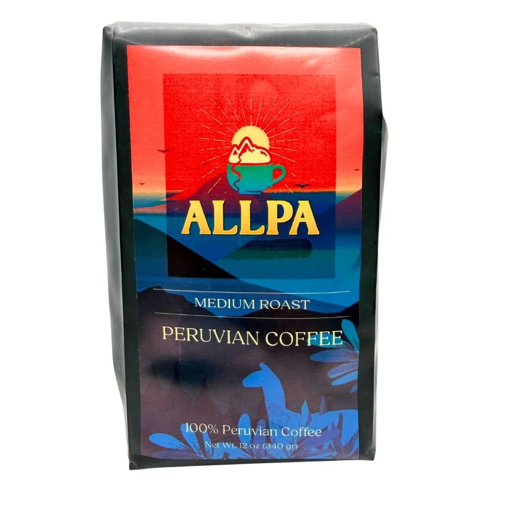 Allpa Peruvian Medium Roast Single Origin Whole Bean Coffee 12 oz