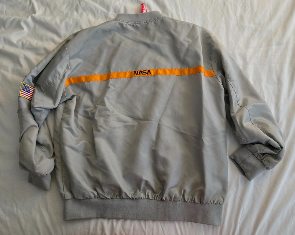 Oversized NASA Print Bomber Jacket