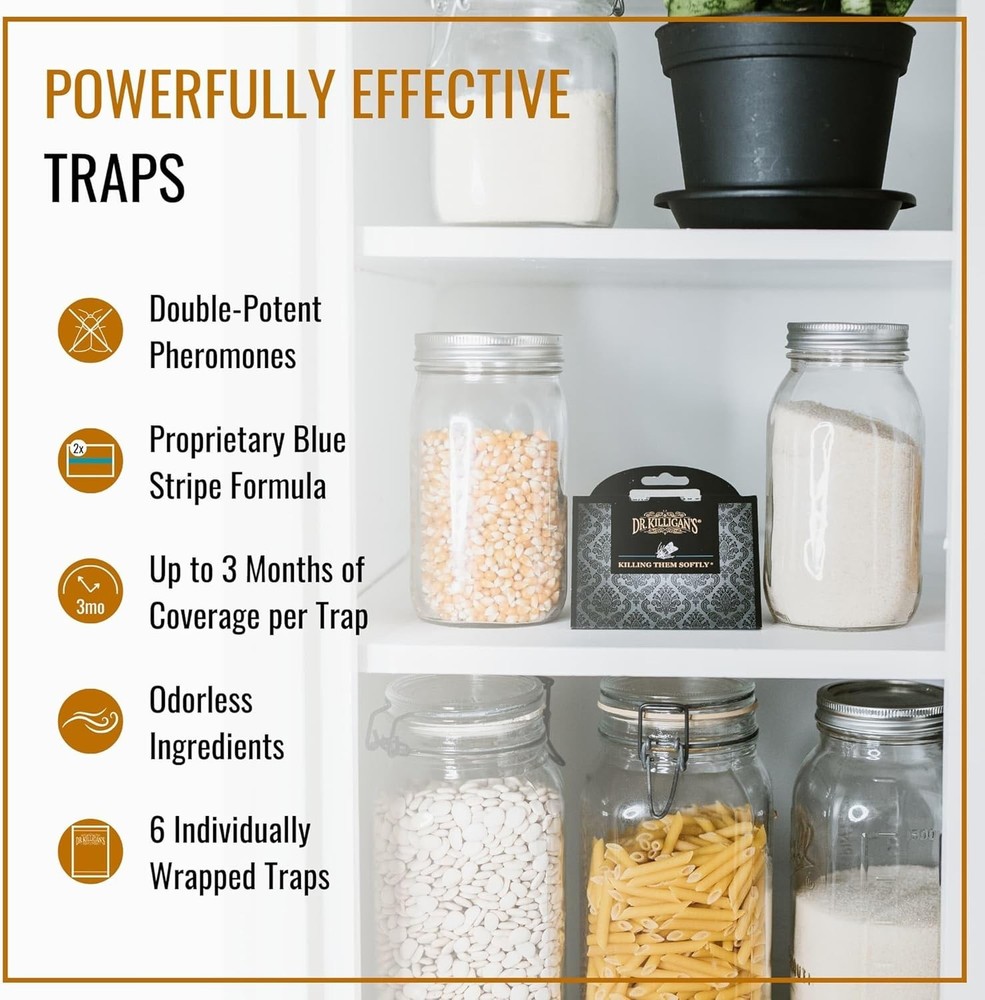 Long-Lasting Black Pantry Moth Traps - 6 Count with Double Pheromone Formula