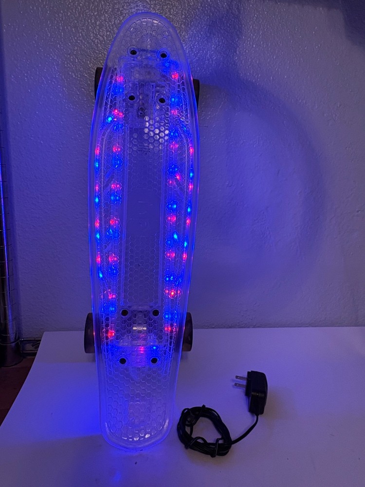 Clipton Led Light Up Skateboard Clear. Deck And Wheels Light Up. Tested Working