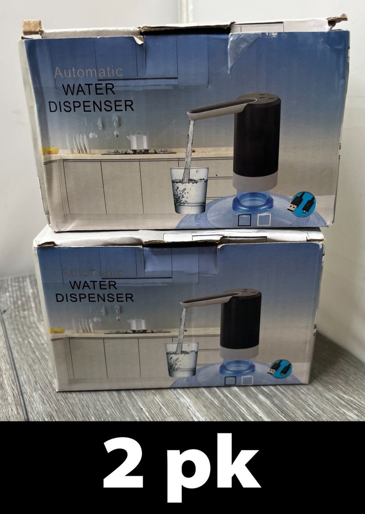 2pk Automatic Electric Water Dispenser Pump with USB Charger, White
