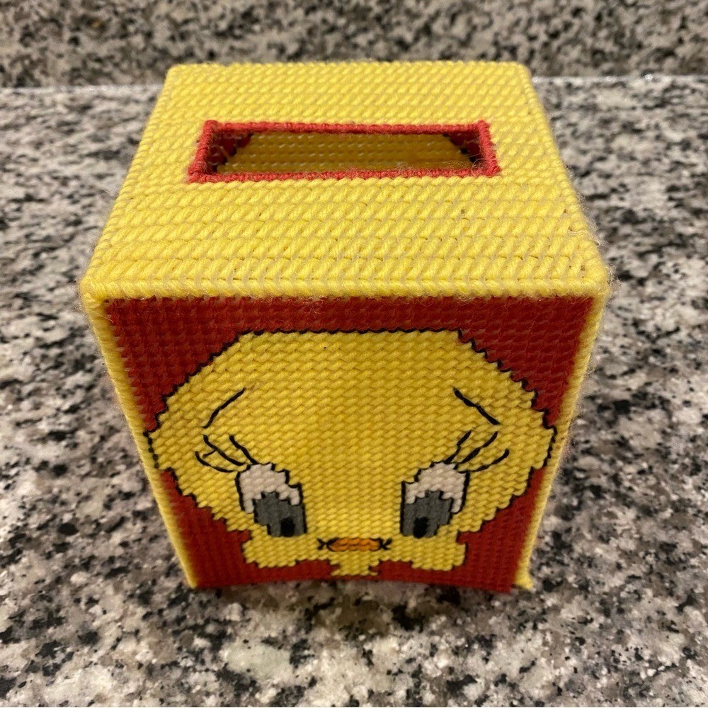Needlepoint Tweety Bird Tissue Box Cover