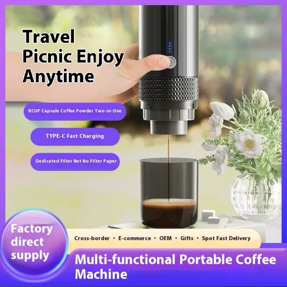 Portable Espresso Coffee Machine Tea K Cup Type C Black