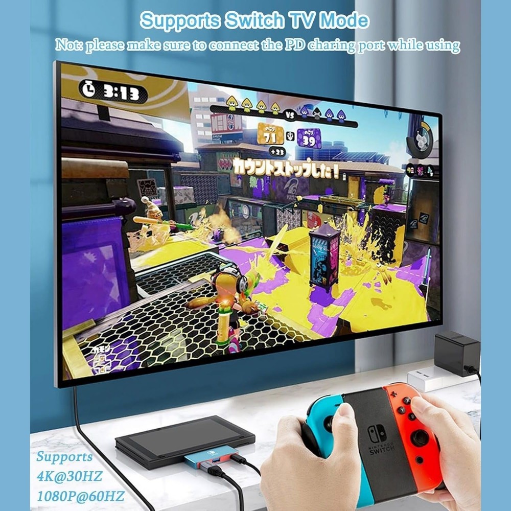 4K HMDI Dock for Nintendo Switch OLED USB-C TV Mode PD Charging