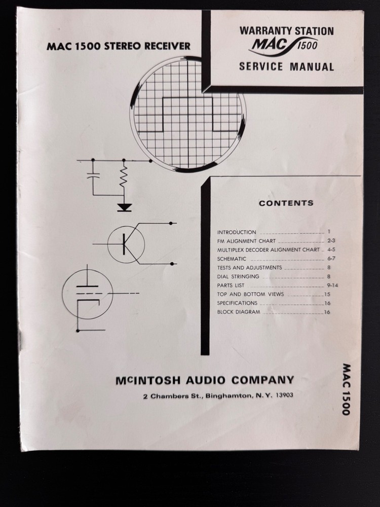 MCINTOSH 15 VARIOUS RECEIVERS MANUALS