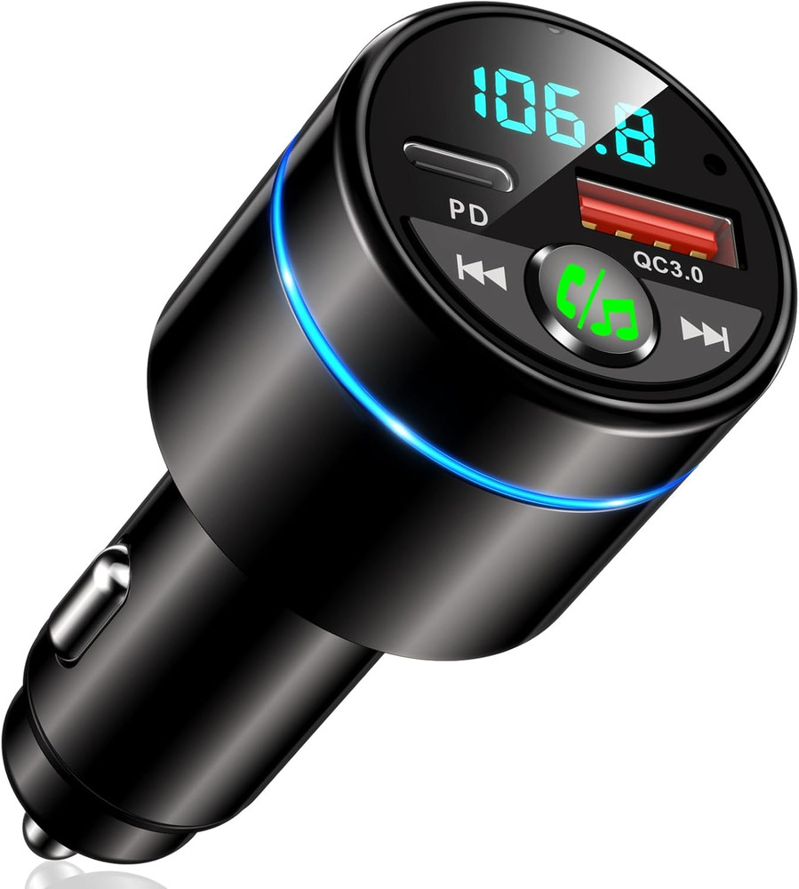 Mohard Bluetooth Adapter Auto, Ganzmetall FM Transmitter Auto Bluetooth Mit PD 3