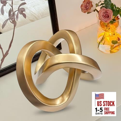 Modern Gold Geometric Sculpture Gold Knot Home Accent Decor,Multi-Angle