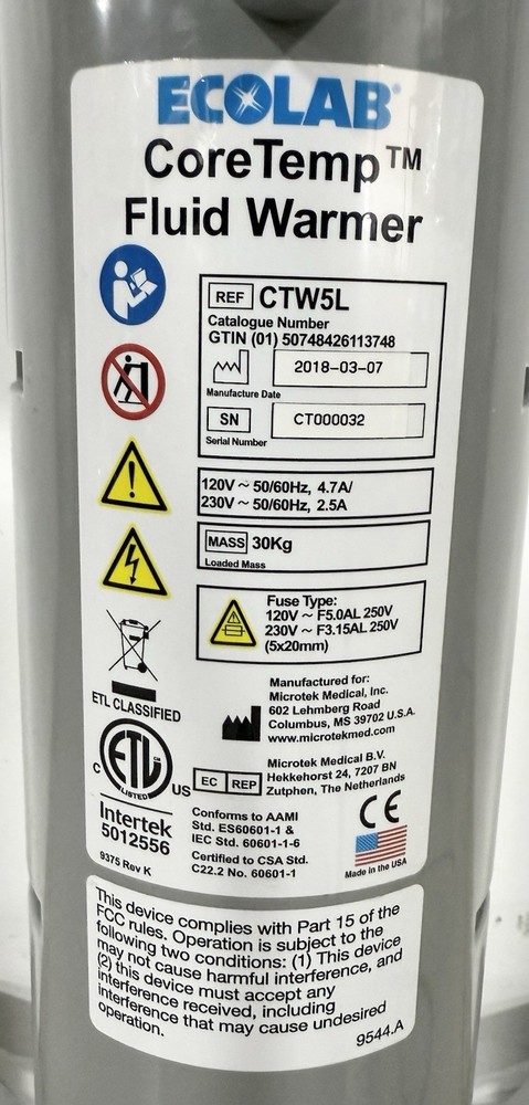 ECOLAB CORETEMP FLUID WARMER CTW5L (2018)