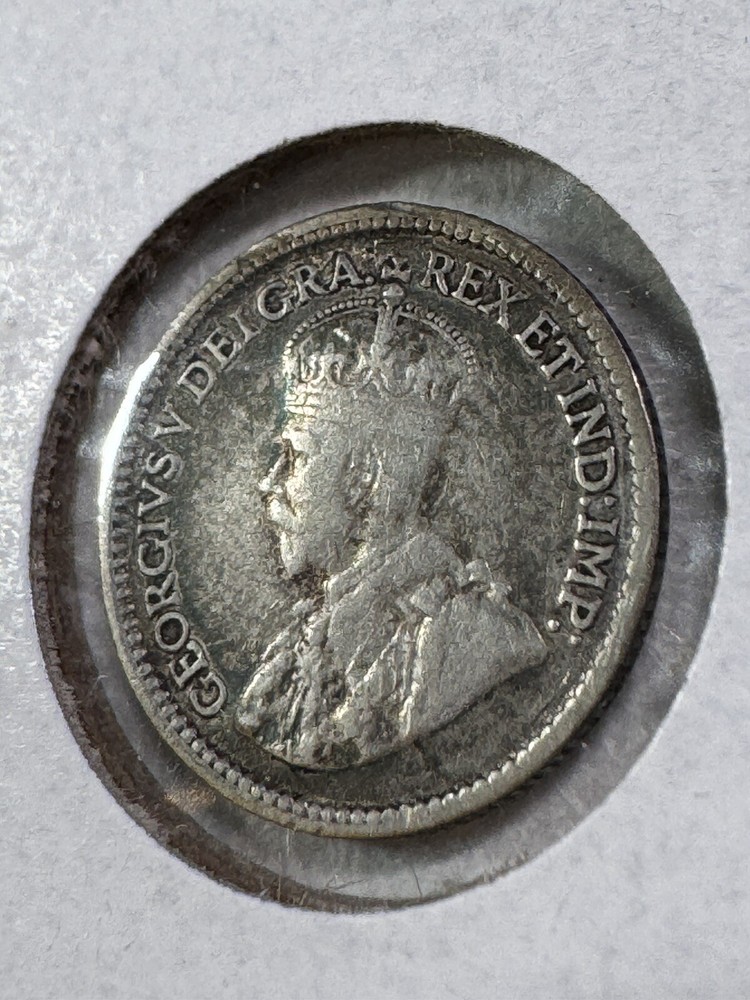 1916 Canada 5 Cents Small Silver Coin