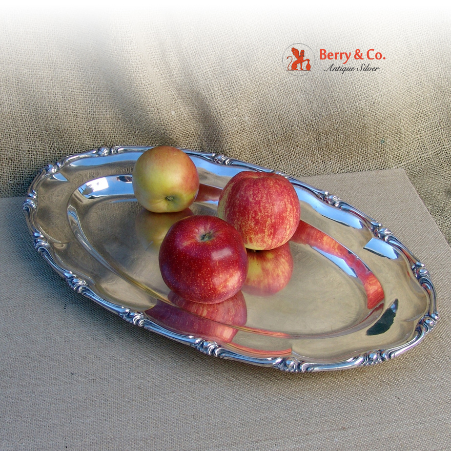 Floral Wave Edge Large Oval Serving Tray Continental Silver 1790