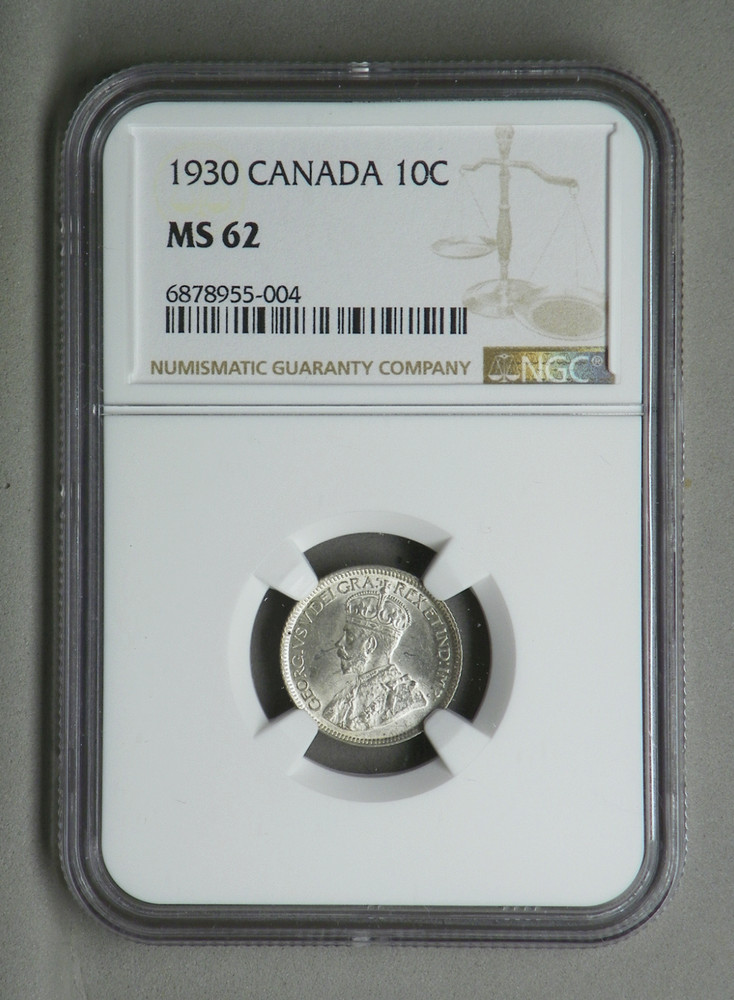 CANADA 1930 10 CENTS, NGC 62