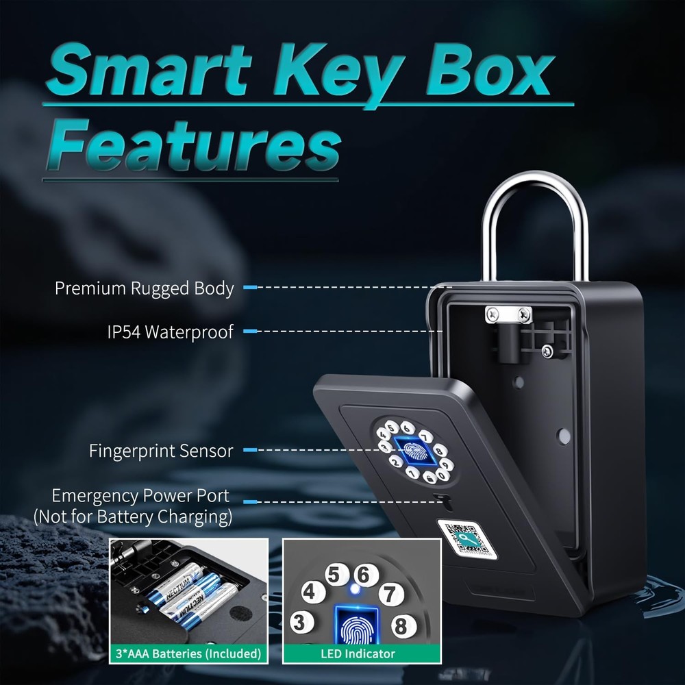 New Smart Lock Boxes, Fingerprint Key Box Bluetooth Key Box with App Control ...