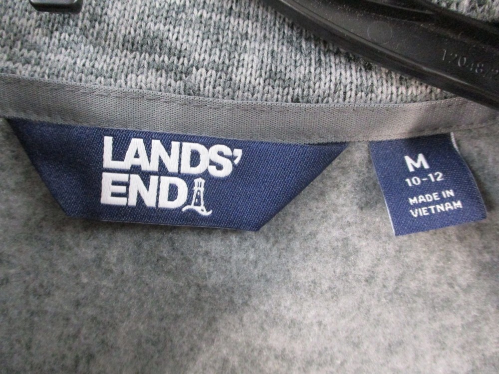 Lands End Grey Quarter-Zip Pullover Sweater Size M 10-12