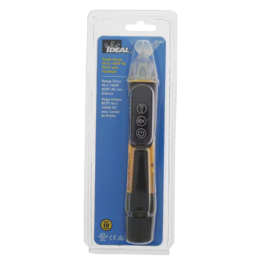 Single Range 50-Volt to 1000-Volt Non-Contact Voltage Sensor with Flashlight