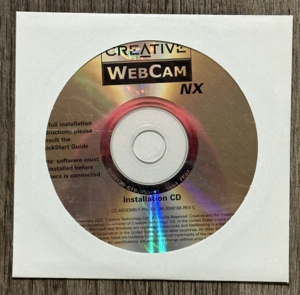 Creative Webcam NX Installation CD (2003) and Quick Start Guide: USED