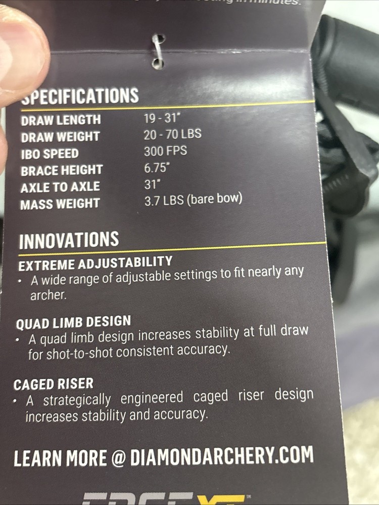 Diamond Archery - Edge XT - Black - LH - Bow Package
