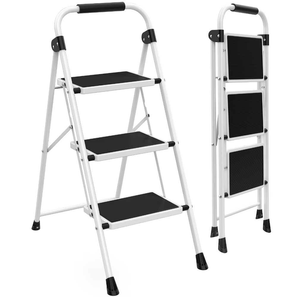 Ultra-Thin Folding Step Stools 330 lbs Capacity, 2-Inch Thin for Storage