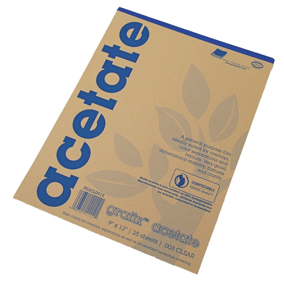 Acetate Pad, 9 X 12 in, Clear, 25 Sheets/Pad