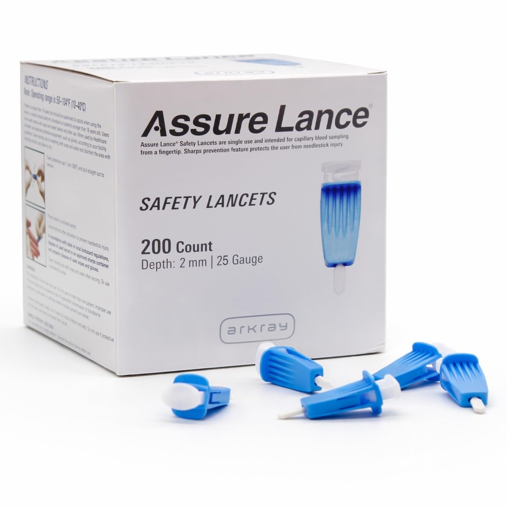 Assure Lance Micro Flow 25G Safety Lancets – Single Use for Blood...
